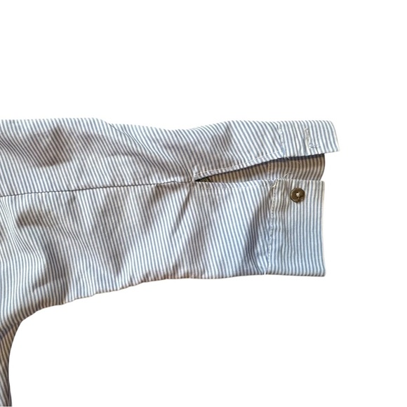 NYLON APPAREL women's embroidered striped button up blouse in blue - Picture 5 of 7